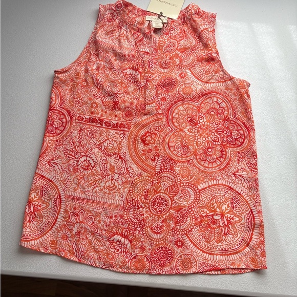 Cynthia Rowley Pink Sleeveless Tank Top with Intricate Patterns - Picture 1 of 5
